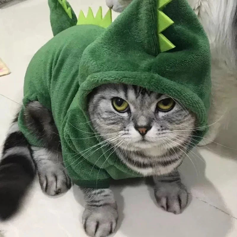 Dinosaur Pet Costume - Warm Fleece Hoodie for Cats & Small Dogs