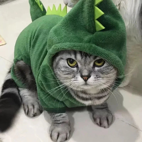 Dinosaur Pet Costume - Warm Fleece Hoodie for Cats & Small Dogs