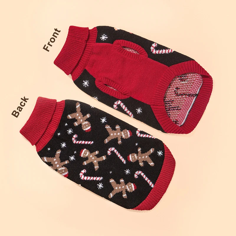 Christmas Dog Sweater - Knitted Turtleneck Pullover for Small Dogs