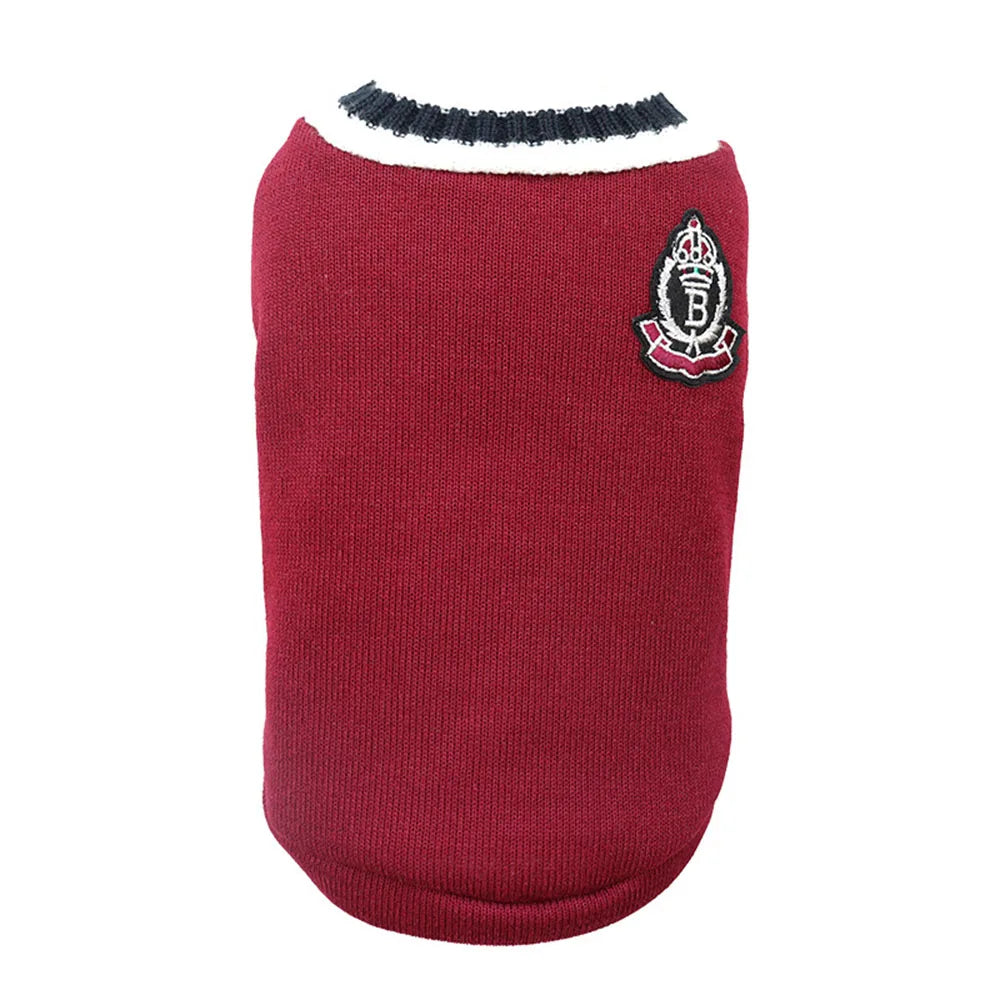 Collegiate Style Pet Vest - Winter Warm Cat & Dog Sweater Jacket