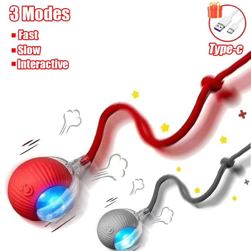 Interactive Cat Ball Toy - Automatic Rolling with Faux Tail