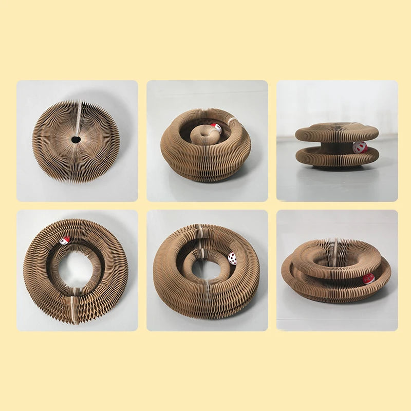 Round Corrugated Cat Scratching Board with Ball Toy