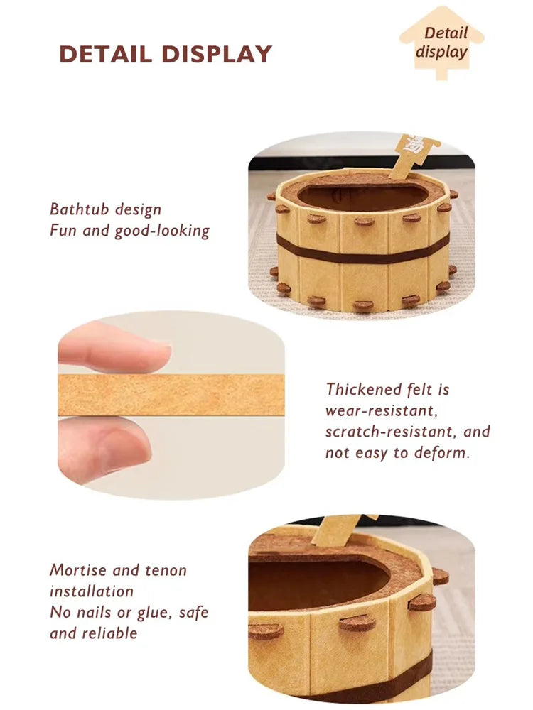 Premium Felt Cat Bed - Semi-Enclosed Design with Scratch Surface