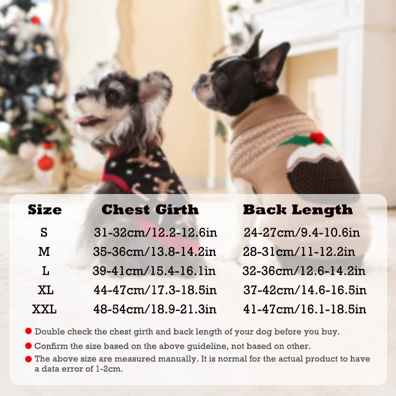 Christmas Dog Sweater - Knitted Turtleneck Pullover for Small Dogs