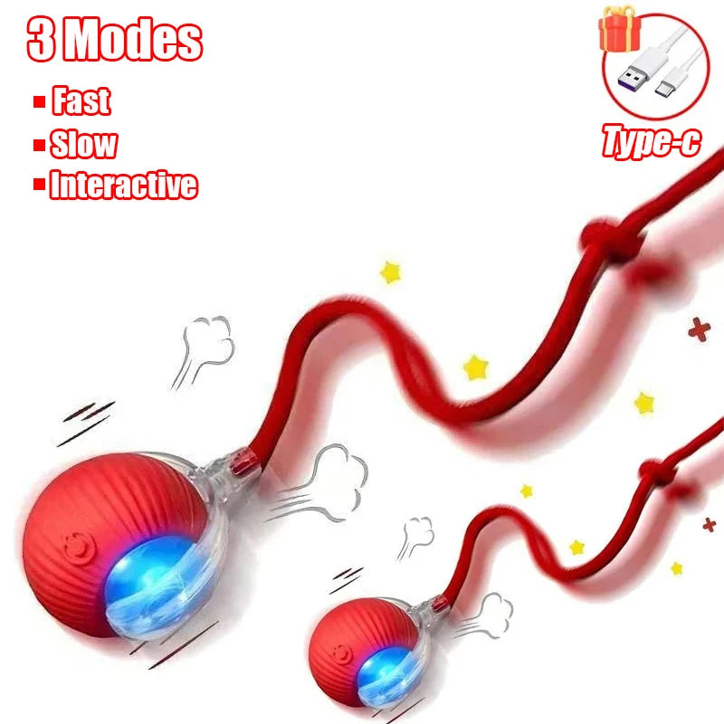 Interactive Cat Ball Toy - Automatic Rolling with Faux Tail