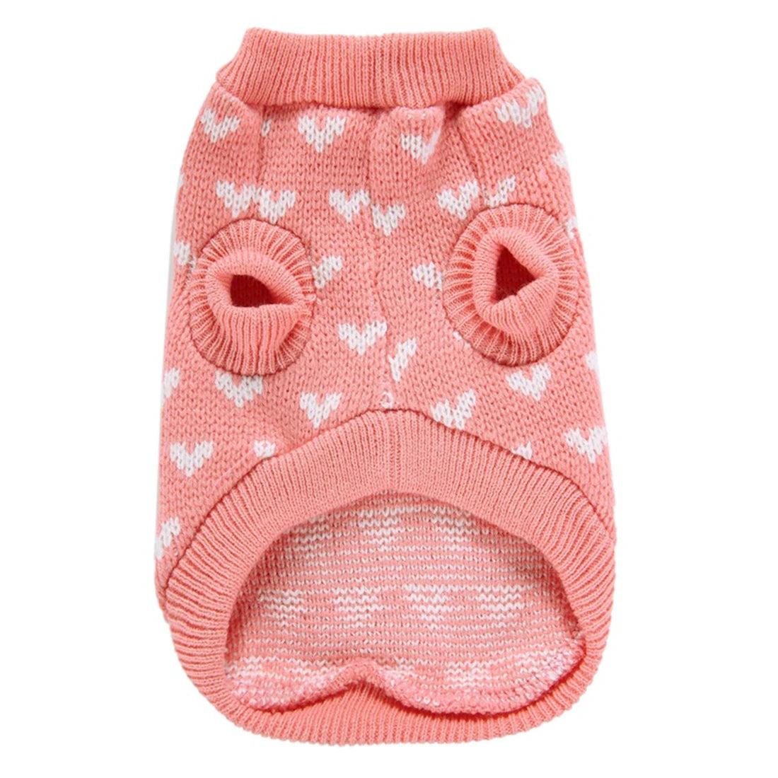 Classic Heart Graphic Cat Sweater - Soft Warm Pet Clothing