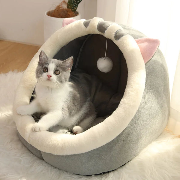 Premium Foldable Cat Bed - Washable Pet Sleeping Cave for Cats & Small Dogs