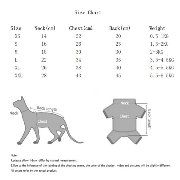 Soft Cotton Cat & Small Dog Jumsuit - 4-Legged Coat for Kittens & Puppies