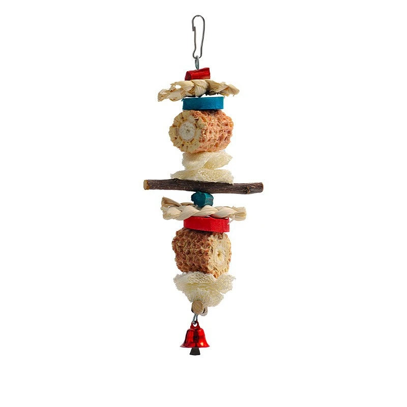 Natural Bird Parrot Chewing Toy - Corn Cob & Wood Combination