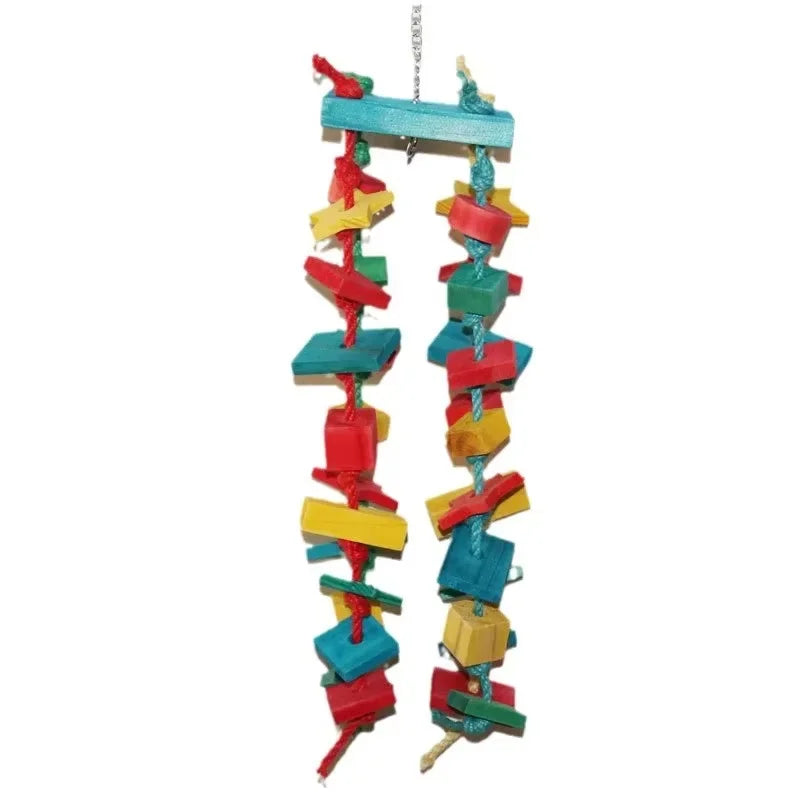 Premium Parrot Toy Set - Natural Wood & Woven Enrichment Toys