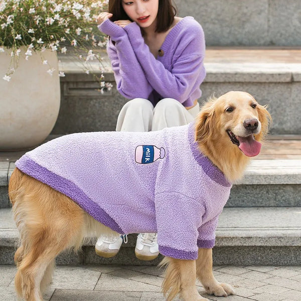 Fleece Dog Hoodie for Large Breeds - Soft Warm Jacket for Golden Retriever & Labrador