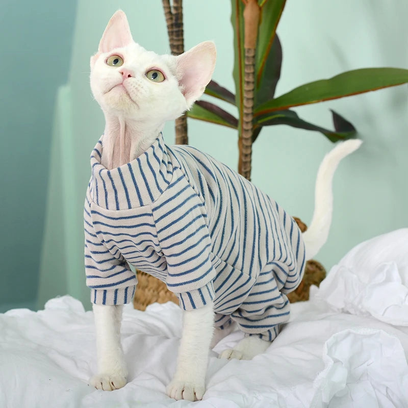 Soft Cotton Cat & Small Dog Jumsuit - 4-Legged Coat for Kittens & Puppies