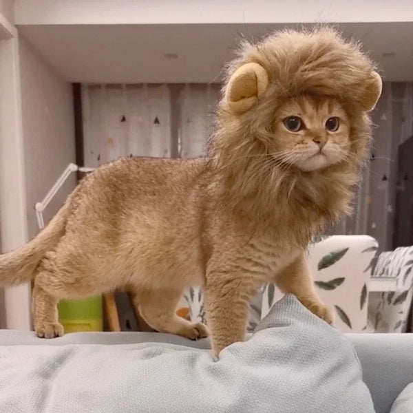 Cat Lion Mane Costume - Adjustable Pet Headgear for Cats and Dogs