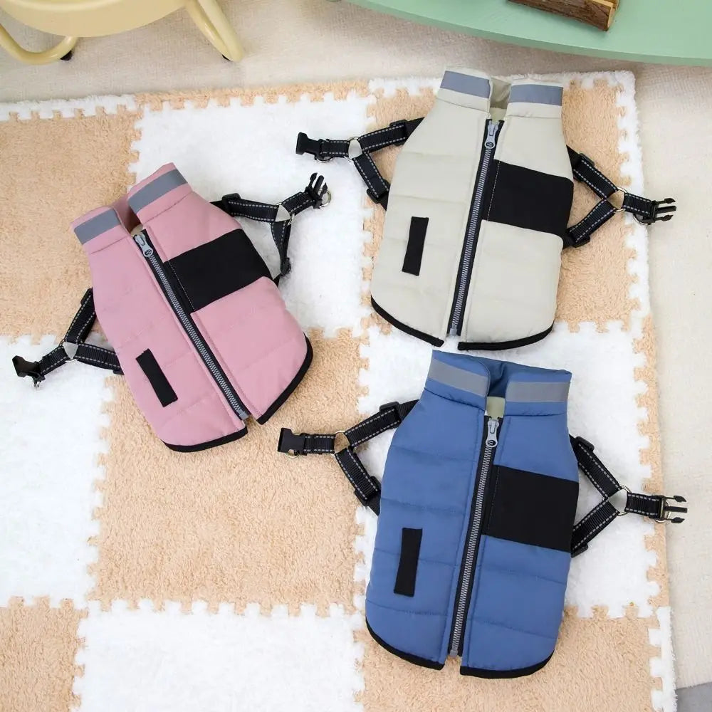 Waterproof Dog Winter Jacket - Adjustable Padded Coat with Reflective Strips