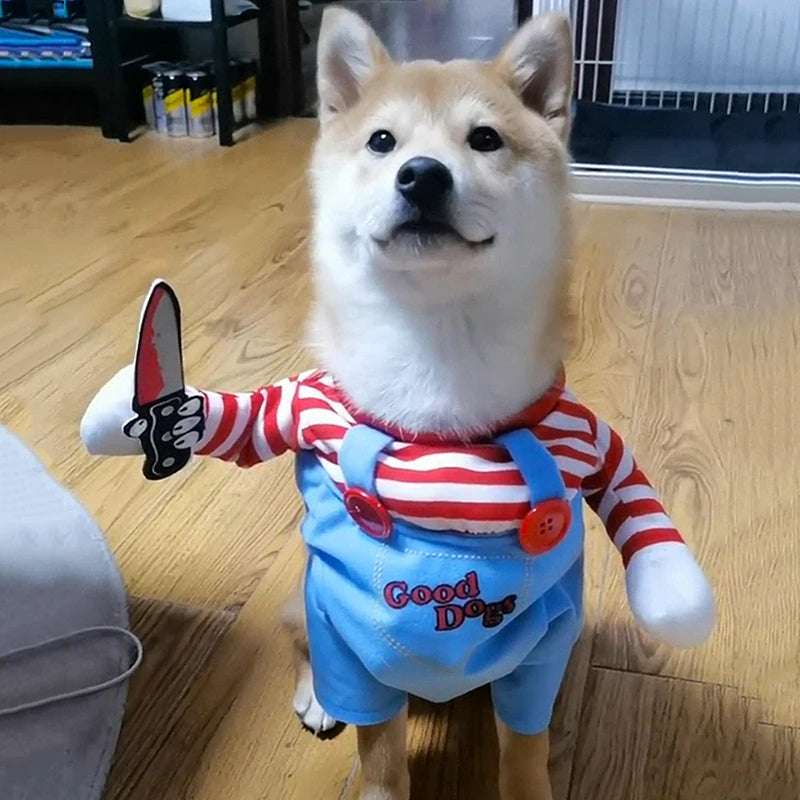 Halloween Dog Costume - Adjustable Cosplay Outfit for Small to Medium Dogs & Cats