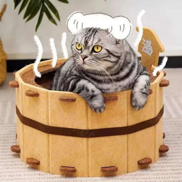 Premium Felt Cat Bed - Semi-Enclosed Design with Scratch Surface