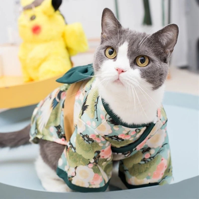 Japanese Style Pet Kimono - Lightweight Summer Coat for Cats & Dogs