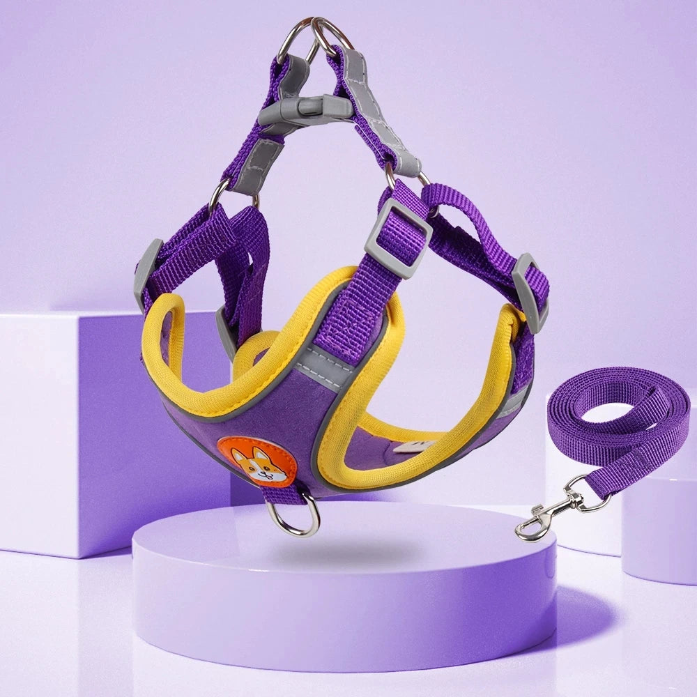 Adjustable Step-In Dog Harness with Reflective Safety Vest