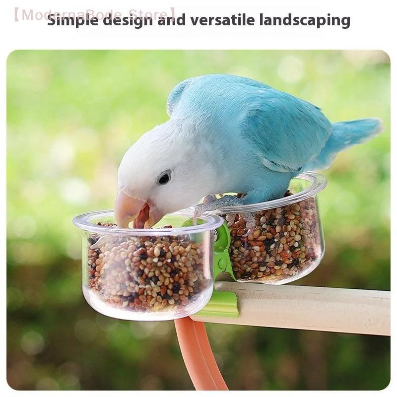 Clip-On Parrot Food & Water Bowl - Bird Cage Feeder with Bracket for Small Pets