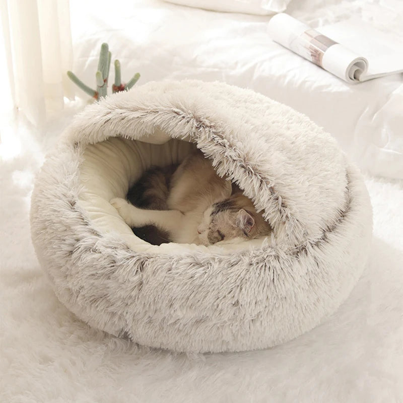 Premium Round Plush Pet Bed with Removable Cover