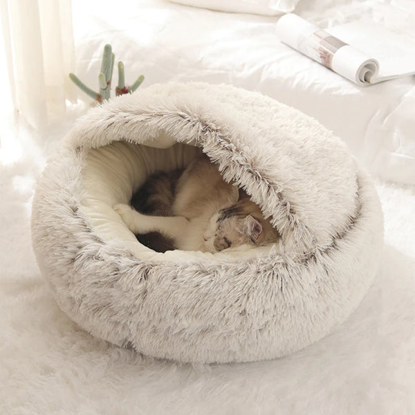Premium Round Plush Pet Bed with Removable Cover