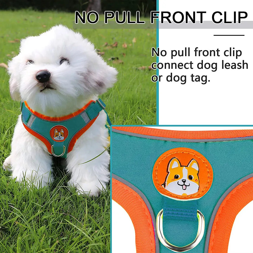 Adjustable Step-In Dog Harness with Reflective Safety Vest