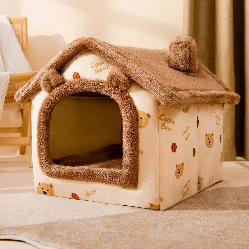Foldable Pet Bed - Warm Winter House for Small to Medium Dogs & Cats