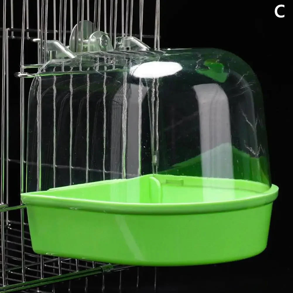 Hanging Bird Bath for Parrots - Waterproof Cage-Style External Bathtub