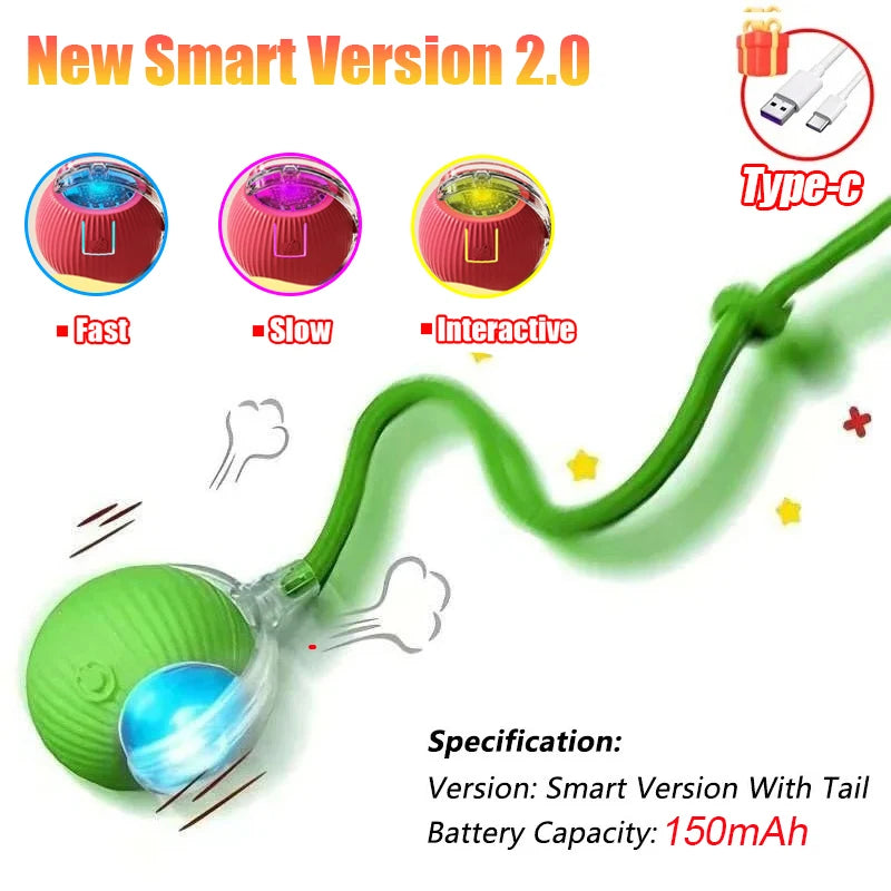 Interactive Cat Ball Toy - Automatic Rolling with Faux Tail