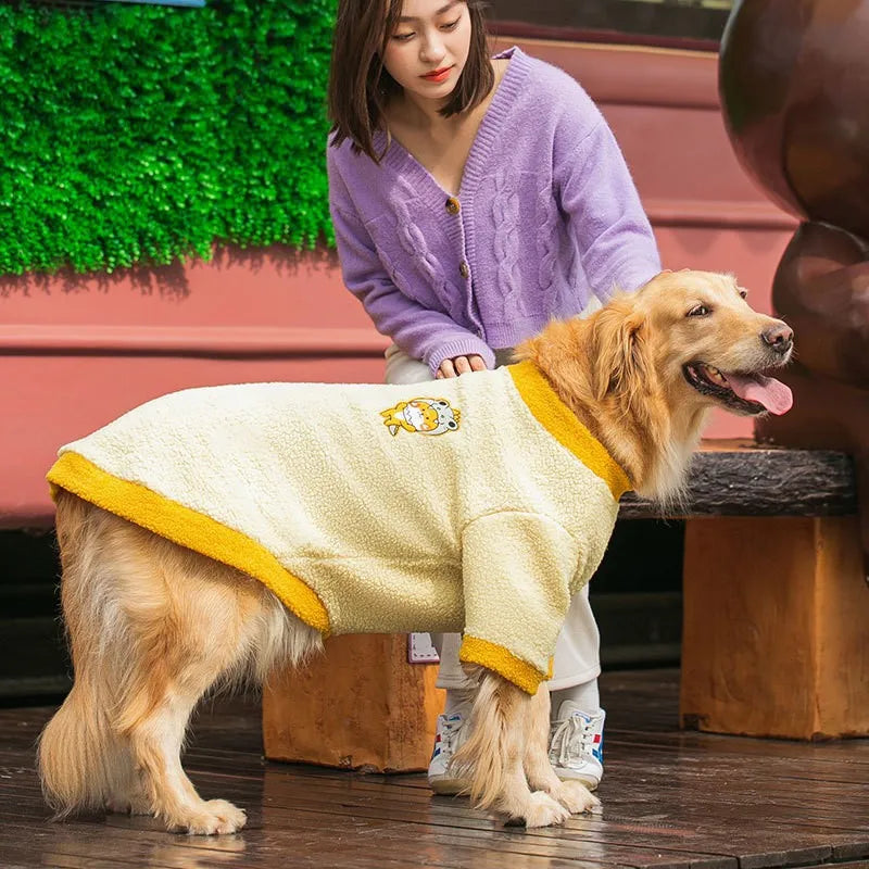 Fleece Dog Hoodie for Large Breeds - Soft Warm Jacket for Golden Retriever & Labrador