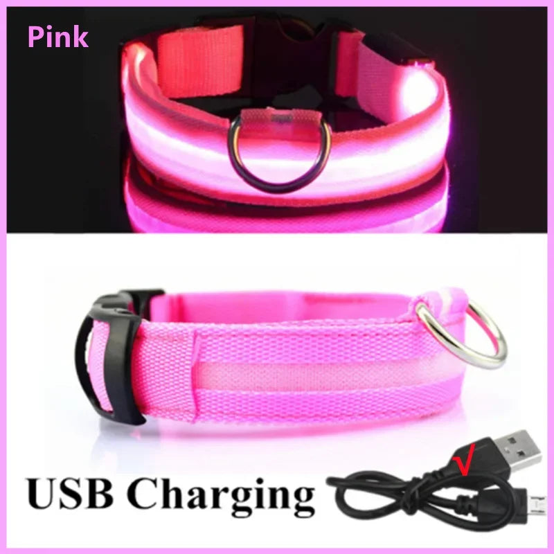 LED USB Rechargeable Dog Collar - 3 Light Modes Safety Collar