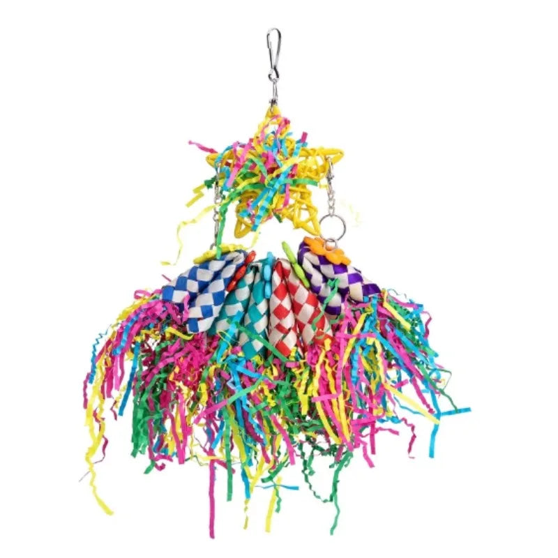 Premium Parrot Toy Set - Natural Wood & Woven Enrichment Toys