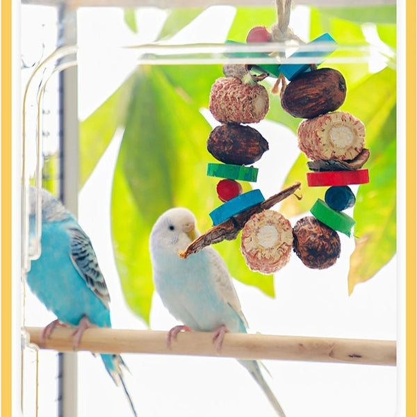 Natural Bird Parrot Chewing Toy - Corn Cob & Wood Combination