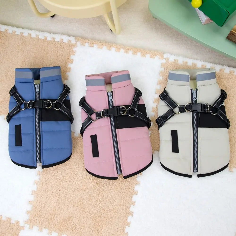 Waterproof Dog Winter Jacket - Adjustable Padded Coat with Reflective Strips