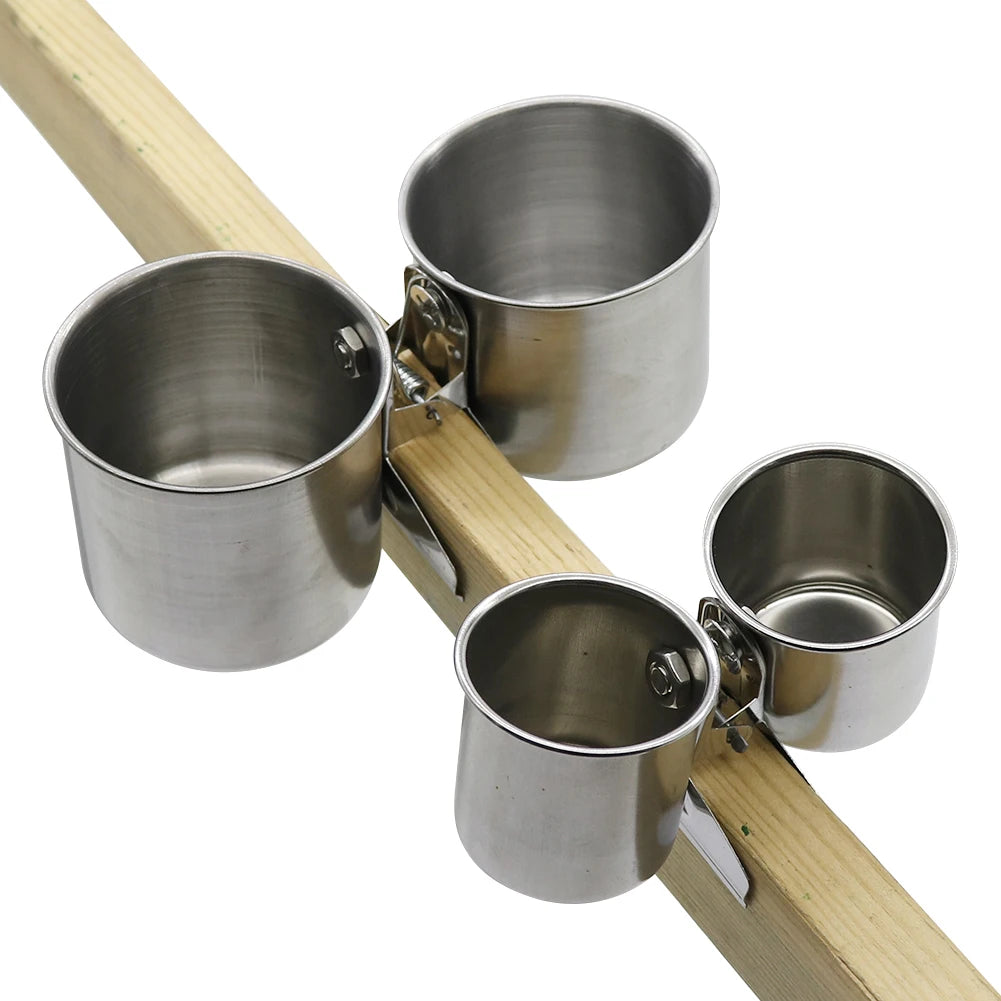 Stainless Steel Bird Feeder with Clip - Single & Double Cup Options