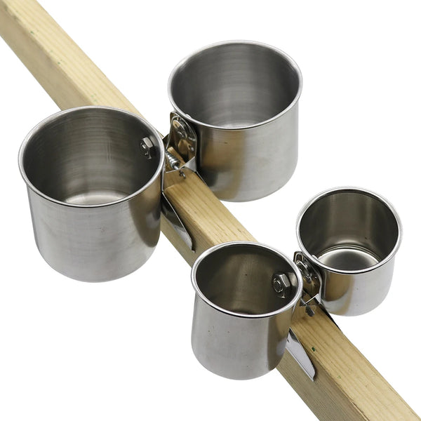Stainless Steel Bird Feeder with Clip - Single & Double Cup Options