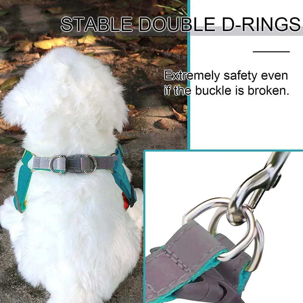 Adjustable Step-In Dog Harness with Reflective Safety Vest