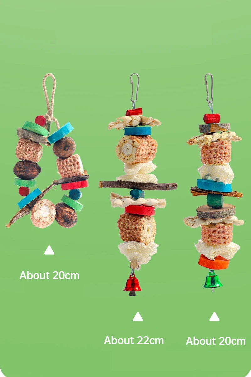 Natural Bird Parrot Chewing Toy - Corn Cob & Wood Combination