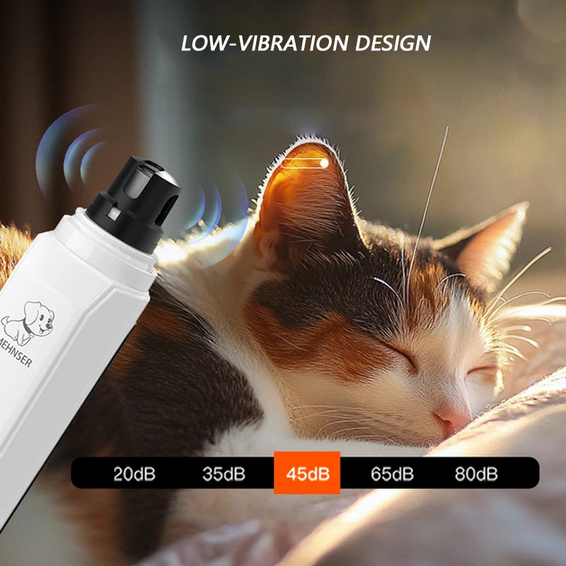 Professional Electric Pet Nail Grinder - Low Noise Trimmer for Dogs & Cats