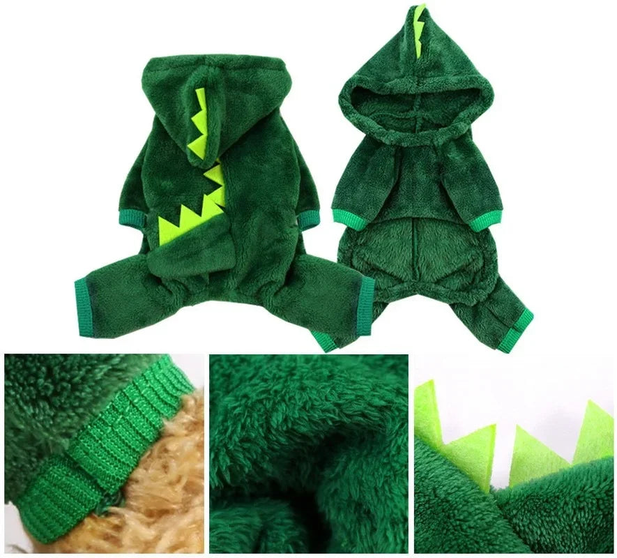 Dinosaur Pet Costume - Warm Fleece Hoodie for Cats & Small Dogs