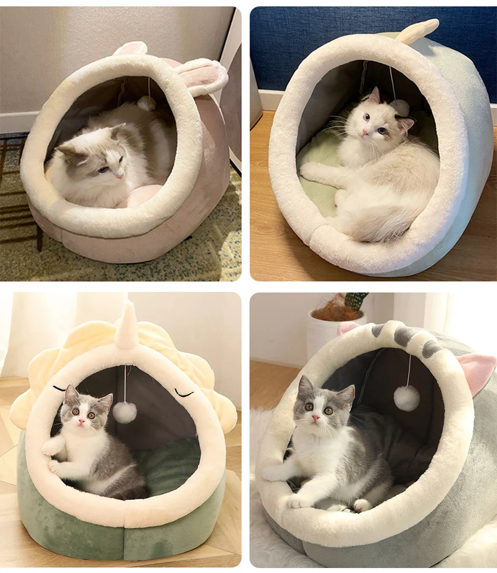 Premium Foldable Cat Bed - Washable Pet Sleeping Cave for Cats & Small Dogs