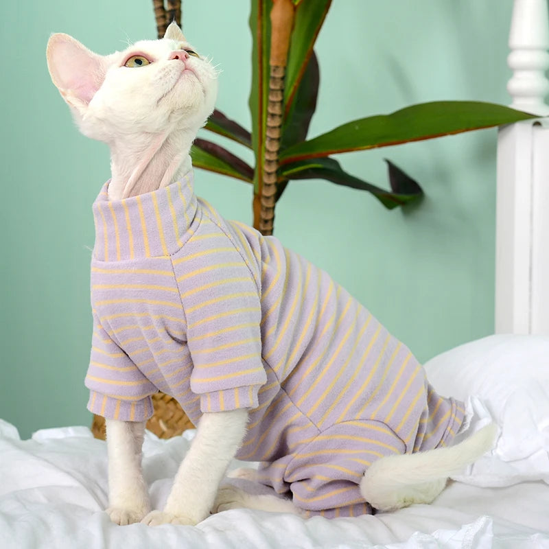 Soft Cotton Cat & Small Dog Jumsuit - 4-Legged Coat for Kittens & Puppies