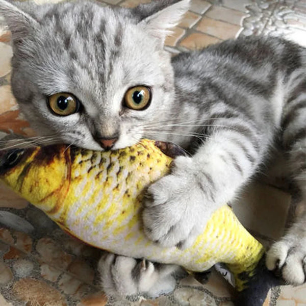 Premium Plush Fish Cat Toy with Scratch Board - 20cm