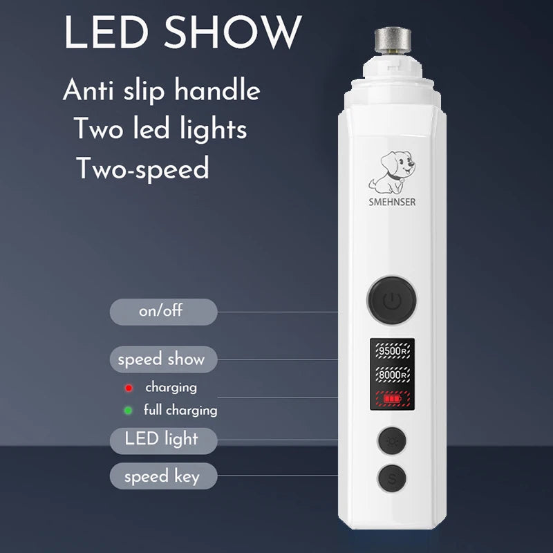 Professional Electric Pet Nail Grinder - Low Noise Trimmer for Dogs & Cats