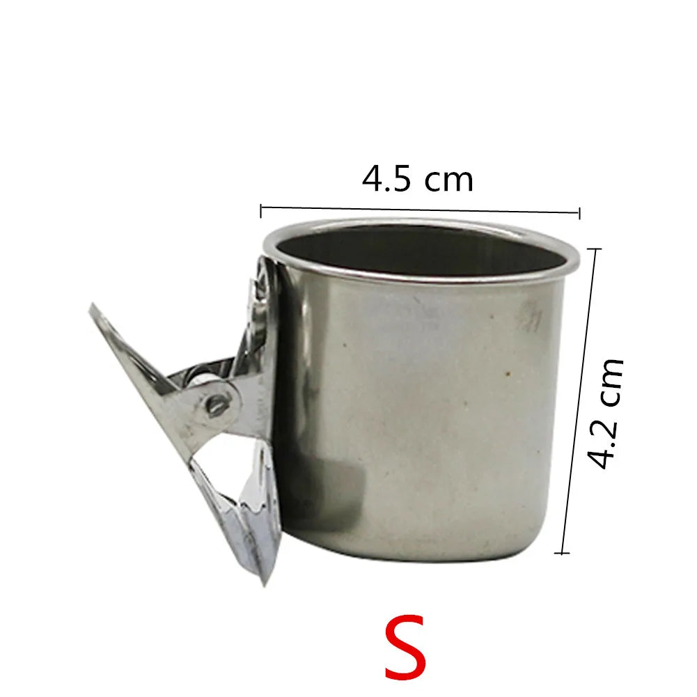 Stainless Steel Bird Feeder with Clip - Single & Double Cup Options