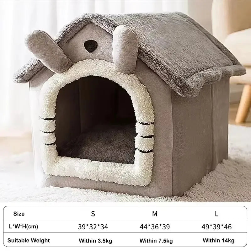 Foldable Pet Bed - Warm Winter House for Small to Medium Dogs & Cats