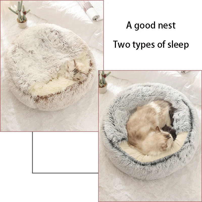 Premium Round Plush Pet Bed with Removable Cover