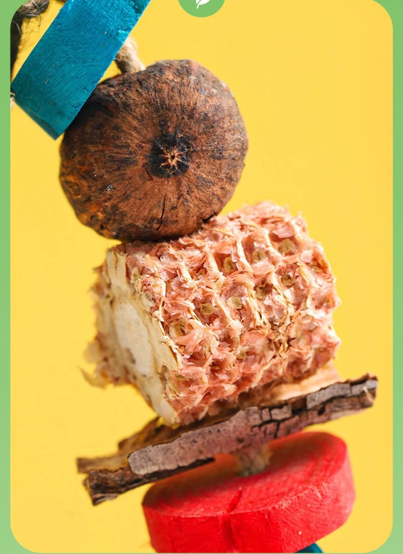 Natural Bird Parrot Chewing Toy - Corn Cob & Wood Combination