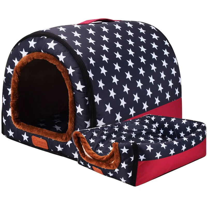 Warm Foldable Pet House - Comfortable Kennel Bed for Dogs & Cats