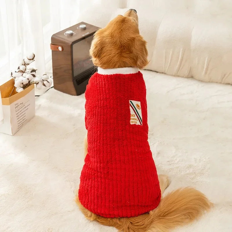 Fleece Dog Hoodie for Large Breeds - Soft Warm Jacket for Golden Retriever & Labrador